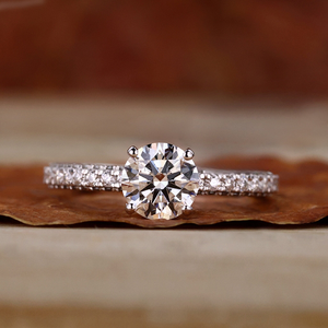 Anillo de Diamante Blanco Cultivado en Laboratorio con Certificación EFVS de 3CT, Corte Pavé, para Compromiso, Boda o Aniversario, Diamantes Sueltos de Lujo - Product Image 1