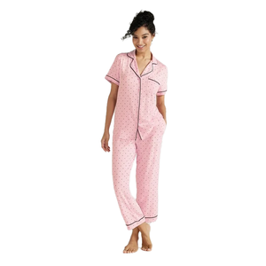 Service OEM Vêtements de nuit imprimés souples grande taille pour femmes, manches courtes, coupe ajustée, design décontracté, tissu peigné respirant à séchage rapide - Product Image 5