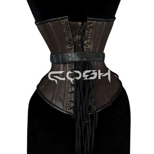 Corsé Steampunk de Cuero Marrón Vintage con Cinturón Ajustable y Bolsillo Lateral - Product Image 6