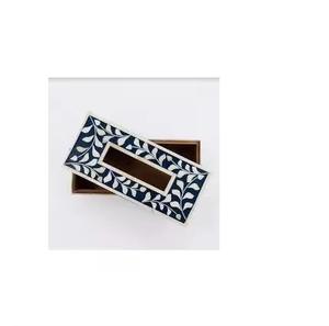 Bone Craft Bone Inlay Tissue Box Cover Black and White <b>Floral</b> Design Napkin Holder Home Office Decorative Tissue <b>Boxes</b> - Product Image 2