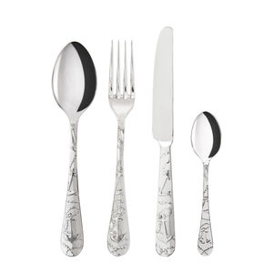 ชุด Flatware อาหารแฮนด์เมดคุณภาพสูงพร้อมด้ามเรซิ่นสีเขียวเครื่องเงินช้อนส้อมชุบทองชุดส้อมสําหรับเครื่องครัว - Product Image 3