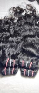 Extensions de cheveux tissés à la machine, 100% cheveux humains vierges brésiliens Remy, double trame, 100g, ondulations naturelles, boucles, noir naturel - Product Image 2