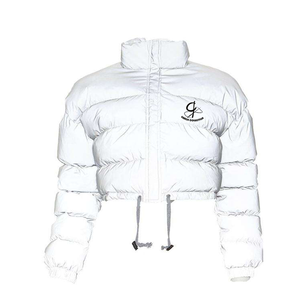 Professional Manufacturing Women's Puffer <b>Jacket</b> with Long Sleeve & Custom <b>Patches</b> Crop Top Knitted Processed - Product Image 1