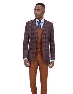 Veste sur mesure 100 % laine à col rond pour homme, simple boutonnage, style costume d'affaires, avec braguette zippée plissée, faite main, semi-respirante et antistatique - Product Image 1