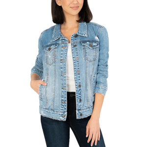 Women's Casual Outwear Slim Fit <b>Denim</b> Jacket OEM/ODM Wholesale Hot Sale Street Style Fashion with Cotton Filling Button Style - Product Image 4