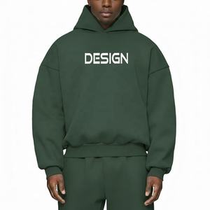 Sudadera con Capucha Unisex Extra Grande, Gris, de Algodón y Felpa, con Logotipo Estampado en la Parte Delantera, Informal, Transpirable, para Invierno, 320g, Tejida - Product Image 2