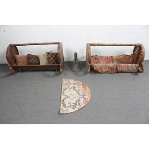 Tapis turc 2,5 x 1,5 pieds, tapis vintage, tapis en laine marocaine blanche - Product Image 3