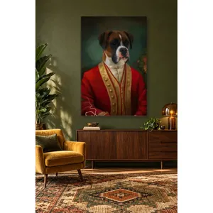 Portrait de Fida Noble Boxer en manteau rouge, impression sur toile - Product Image 2