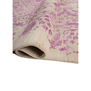 Alfombras de Lana y Seda Anudadas a Mano del Lejano Oriente, Diseño de Medallón Rosa y Morado para Uso Doméstico-SKRT-817 - Product Image 2