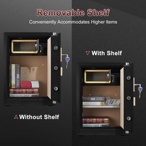 Cassaforte domestica grande TIGERKING da 3,7 piedi cubi, acciaio resistente da 66 libbre, doppio allarme, chiusura con chiave e password, antifurto, nera - Product Image 6