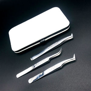 RMI argent polonais cils conception poignée incurvée et russe classique botte Volume extension de cils pince à épiler étui magnétique emballage - Product Image 1