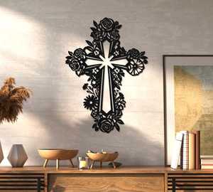 ไม้กางเขนโลหะแขวนบนผนังรุ่นที่พิมพ์ด้วยรังสียูวีชุบโลหะรูปศาสนาคริสต์มาสที่สง่างาม - Product Image 5