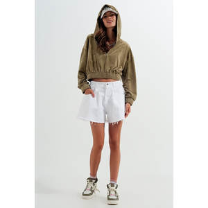 Sudadera con Capucha Verde con Cierre, Transpirable, Estilo Deportivo de Pana para la Temporada de Otoño - Product Image 3