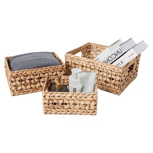 Top Shopping 3-Pack Cestas de mimbre para organizar: Juego de cestas de almacenamiento tejidas a mano decorativas grandes y pequeñas - Product Image 1