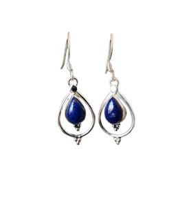 Joyería de piedras preciosas de lapislázuli para mujer, pendientes de estilo bohemio de plata, joyería de plata de ley 925, pendientes hechos a mano de tendencia, Regalo para mamá - Product Image 1