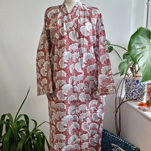 Kimono de verano con estampado de bloques indios de algodón puro Floral para la playa, cómoda bata de maternidad, temporada de primavera, gasa acogedora y cómoda - Product Image 1