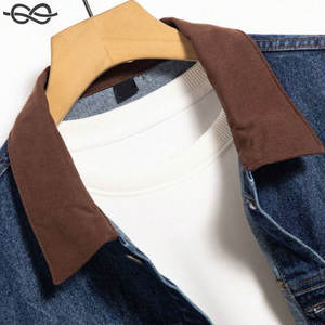 Venta caliente de los hombres de un solo pecho chaqueta de mezclilla 100% algodón único diseñado empalme diario Casual prendas de vestir exteriores de moda versátil - Product Image 3