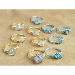 Gold and Silver Plated Wire Wrapped Fashion <b>Rings</b> with Natural Stone Resale Appeal Product - Product Image 1