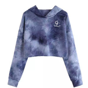 ¡2025 nuevo último diseño mujeres Crop Top sudaderas con capucha con tamaño personalizado Tie Dye sudaderas con capucha de manga larga para trajes diarios! - Product Image 1