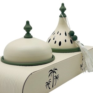 Quemador de Incienso de Doble Ranura con Diseño de Palmera Verde, Mabkhara con Caja de Almacenamiento, Diseño Árabe para Uso en el Hogar de Oriente Medio y el Golfo, Regalo - Product Image 5