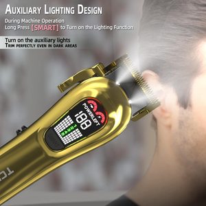 Kit de tondeuse à cheveux professionnelle sans fil et avec fil, rechargeable, lame en acier doré, pour le rasage et la coupe de la barbe - Product Image 6