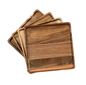 Assiette de présentation en bois d'acacia de haute qualité Assiette de vaisselle de taille moderne de forme arrondie et 2 Offre Spéciale de pièces design - Product Image 3