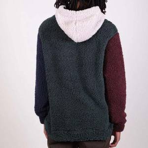 Contraste Sherpa doublé pull à capuche hommes hiver chaud polaire veste doux épais sweat à capuche décontracté vêtements de plein air haut à capuche - Product Image 3