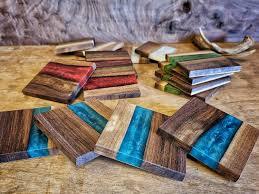 Meilleure qualité luxe demi résine demi sous-verres en bois plateau ensemble boissons tasse tapis support pour maison hôtels cuisine commerciale utilisation - Product Image 5