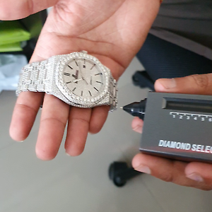 Signature Series นาฬิกามอยส์ซอไนต์สำหรับผู้ชายนาฬิกาฮิปฮอปหน้าปัดขนาดใหญ่ออกแบบได้ตามต้องการทำจากสเตนเลสสตีลเพชร - Product Image 5