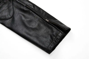 Pantalones Cargo de cuero genuino para hombre, cintura media, ajuste Regular, estilo frontal plano, cremallera no tejida, cierre de mosca, pantalón antiarrugas - Product Image 6