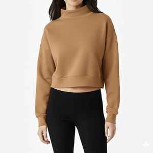 Sudadera de Mujer para Otoño e Invierno, de Color Sólido, Tejido Regular, Estilo Casual, Corte Cuadrado, Cuello Alto Simulado, Larga por Delante, de la Hermandad Sigma Delta Alpha - Product Image 1