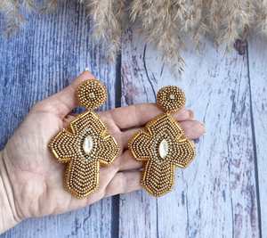 Pendientes de cuentas bohemias con flecos en cascada Andy de diseño turquesa, regalo de joyería único - Product Image 1