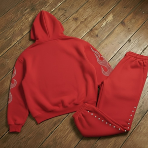 Survêtement personnalisé avec logo imprimé en strass, effet délavé, pour homme, prix ajustable, survêtements en strass pour homme - Product Image 2