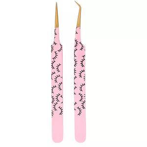 Pinzas de pestañas de acero inoxidable, para voluminosas extensiones de pestañas, herramientas de maquillaje - Product Image 1