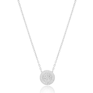 Colgante con Diseño Geométrico Redondo y Circonita Transparente, Joyería Turca Hecha a Mano en Plata de Ley 925, Venta al Por Mayor - Product Image 1