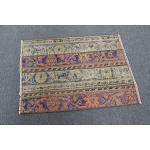 Alfombra Turca Vintage de 2.4x3.2 pies, Alfombra Pequeña, Alfombra de Lana Azul - Product Image 2