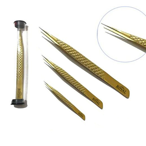 แหนบขนตาปลอมแบบโค้งงอ90องศาสีทองแหนบแบบแยกชิ้นทำจากสเตนเลส - Product Image 3