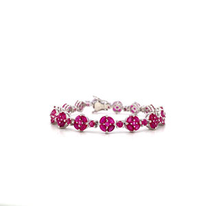 Natural Handmade Ruby Gemstone 925 <b>Solid</b> <b>Silver</b> for Women Handmade Designer Tennis <b>Bracelet</b> - Product Image 1