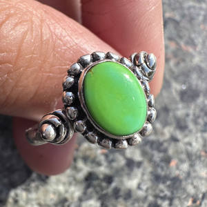 Handmade 925 Sterling Silver <b>Green</b> Turquoise Ring Bohemian Filigree Statement Ring Vintage Artisan Oval Gemstone <b>Jewelry</b> - Product Image 5