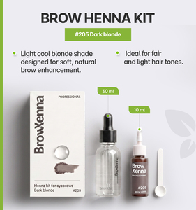 BrowXenna ®   Kit de henné pour sourcils avec base de mélange à l'acide hyaluronique incluse # 205 Blond foncé - Product Image 1
