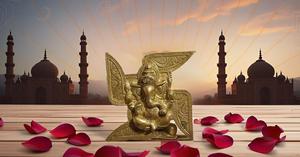 Statue murale en laiton Ganesha idole en laiton pour décoration murale décor de porte ou cadeau pour quelqu'un - Product Image 2