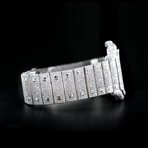 Reloj de Cuarzo con Diamantes Cultivados en Laboratorio de la Mejor Calidad al por Mayor, Claridad VVS, Diamantes Moissanite Incrustados, Acero Inoxidable, Cuadrado, Automático - Product Image 3