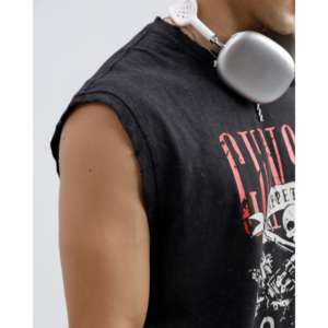 เสื้อยืดแขนกุดลาย Washed Gun & Roses ผ้าเจอร์ซีย์คอตตอน 100% - Product Image 3