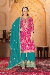 Bán Buôn Ban Đầu Mang Nhãn Hiệu Pakistan 3-Mảnh Nặng Voan Salwar Kameez Khâu Cưới Kurti Cho Phụ Nữ <span class=keywords><strong>Ramsha</strong></span> Thiết Kế - Product Image 6