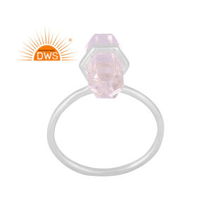 Última tendencia 925 Plata de ley fina Cristal natural Cuarzo Piedra preciosa Anillo apilable Fabricante de joyería personalizada - Product Image 1