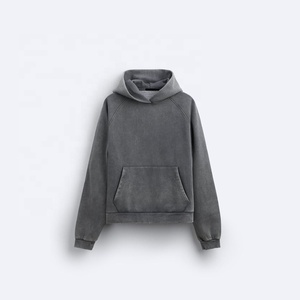 Boxy personnalisé 450gsm surdimensionné poids lourd goutte épaule en détresse acide lavage sweat à capuche zippé pour hommes coupe ample pull à capuche décontracté - Product Image 5