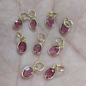 จี้พลอยทัวร์มาลีนสีชมพูธรรมชาติ18K เครื่องประดับอัญมณีทรงรีทำด้วยมือของขวัญที่สมบูรณ์แบบสำหรับผู้หญิง - Product Image 1