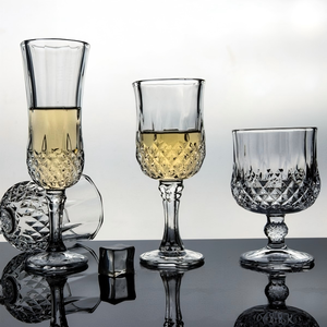 Verres à vin blanc rétro en cristal transparent, verres à vin gaufrés en forme de diamant, flûtes et gobelets pour vin rouge et champagne - Product Image 1
