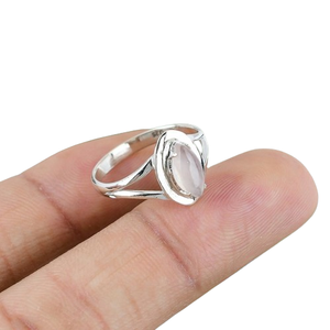 Anillo hecho a mano, anillo de cabujón de cuarzo rosa Natural, Plata de Ley 925 sólida, plata 925, anillo hecho a mano estampado para mujer, joyería - Product Image 1