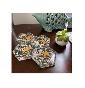 Dessous de verre en résine époxy avec couleur bleue Dessous de verre en résine époxy Dessous de plat au design unique Qualité industrielle - Product Image 5